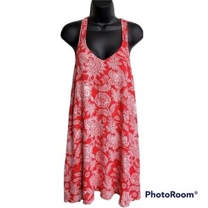 Entro Coral Pink And White Paisley Open Strappy Back Mini Dress